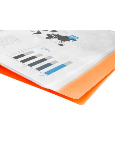 Carpeta liderpapel escaparate 30 fundas polipropileno din a4 naranja fluor opaco
