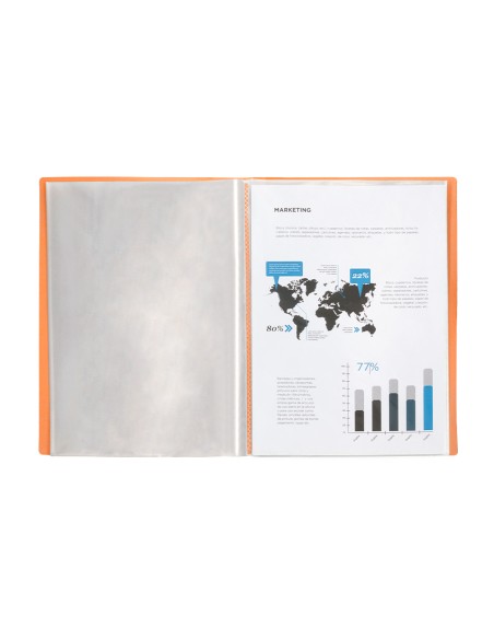 Carpeta liderpapel escaparate 30 fundas polipropileno din a4 naranja fluor opaco