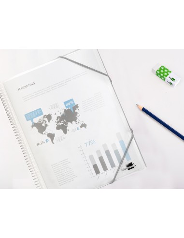 Carpeta liderpapel escaparate con espiral 20 fundas polipropileno din a5 transparente