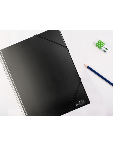 Carpeta liderpapel escaparate con espiral 20 fundas polipropileno din a5 negro opaco