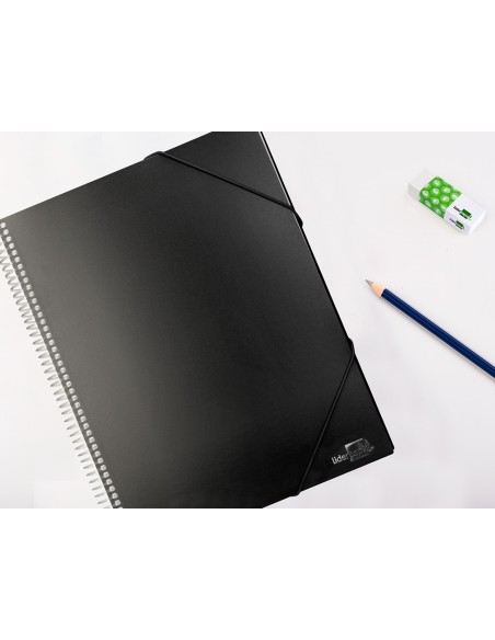 Carpeta liderpapel escaparate con espiral 20 fundas polipropileno din a5 negro opaco