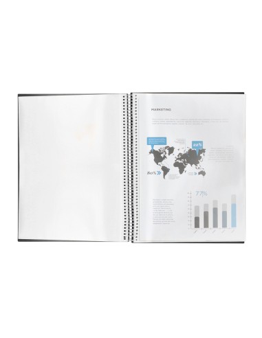 Carpeta liderpapel escaparate con espiral 20 fundas polipropileno din a5 negro opaco