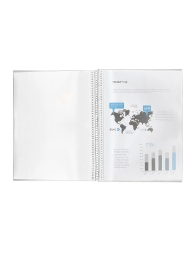 Carpeta liderpapel escaparate con espiral 60 fundas polipropileno din a4 transparente