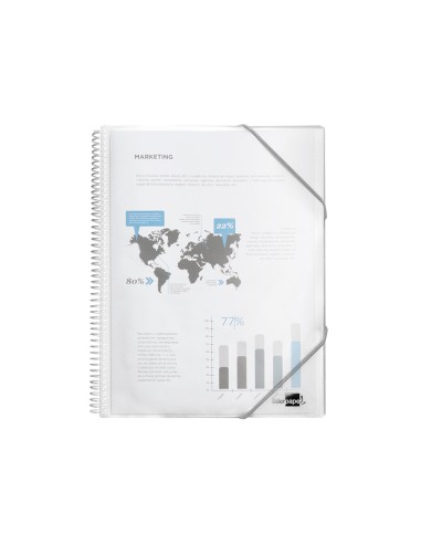Carpeta liderpapel escaparate con espiral 60 fundas polipropileno din a4 transparente