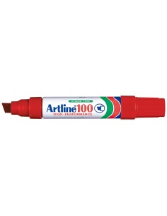 Rotulador artline marcador permanente 100 rojo punta biselada