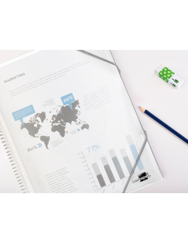 Carpeta liderpapel escaparate con espiral 10 fundas polipropileno din a4 transparente