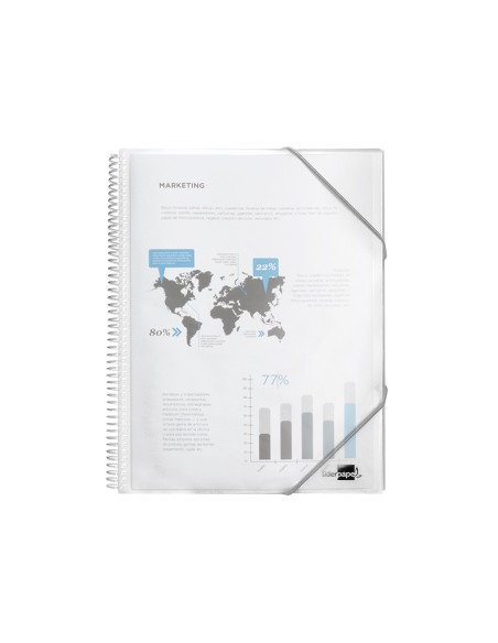 Carpeta liderpapel escaparate con espiral 10 fundas polipropileno din a4 transparente