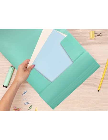 Carpeta liderpapel gomas solapas polipropileno din a4 verde manzana opaco