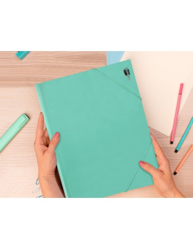Carpeta liderpapel gomas solapas polipropileno din a4 verde manzana opaco