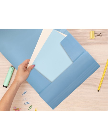 Carpeta liderpapel gomas solapas polipropileno din a4 celeste opaco