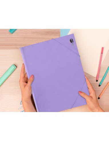 Carpeta liderpapel gomas solapas polipropileno din a4 lavanda opaco