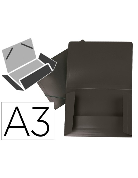 Carpeta liderpapel portadocumentos solapas polipropileno din a3 negro opaco lomo flexible