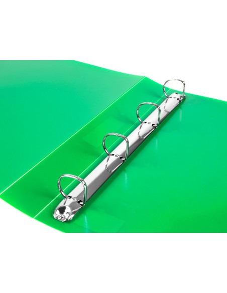 Carpeta liderpapel 4 anillas 25 mm mixtas polipropileno din a4 verde manzana opaco