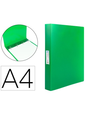 Carpeta liderpapel 4 anillas 25 mm mixtas polipropileno din a4 verde manzana opaco