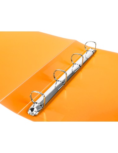Carpeta liderpapel 4 anillas 25 mm mixtas polipropileno din a4 naranja fluor opaco
