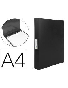 Carpeta liderpapel 4 anillas 25 mm mixtas polipropileno din a4 negro opaco