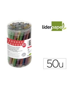 Barra termofusible purpurina liderpapel 7 mm diametro x 100 mm de alto bote 50 unidades colores surtidos