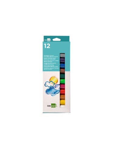 Tempera solida en barra liderpapel escolar 10 gr caja de 12 colores surtidos