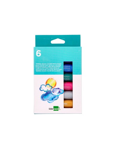 Tempera solida en barra liderpapel escolar 10 gr caja de 6 colores surtidos