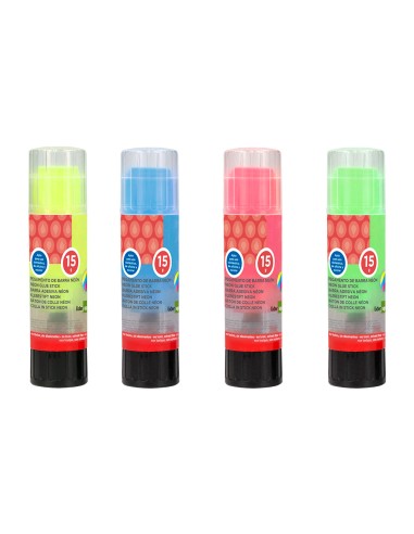 Pegamento liderpapel en barra 15 gr trazo magico color neon surtido unidad