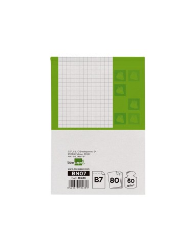 Bloc notas liderpapel cuadro 4mm b7 80 hojas 60g m2 perforado