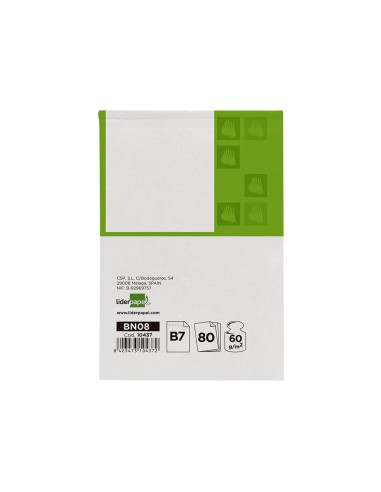 Bloc notas liderpapel liso b7 80 hojas 60g m2 perforado