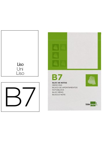 Bloc notas liderpapel liso b7 80 hojas 60g m2 perforado