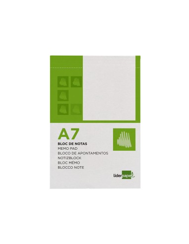 Bloc notas liderpapel liso a7 80 hojas 60g m2 perforado
