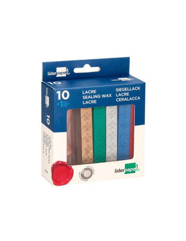 Lacre liderpapel con sello de carta juego de 10 barras colores surtidos