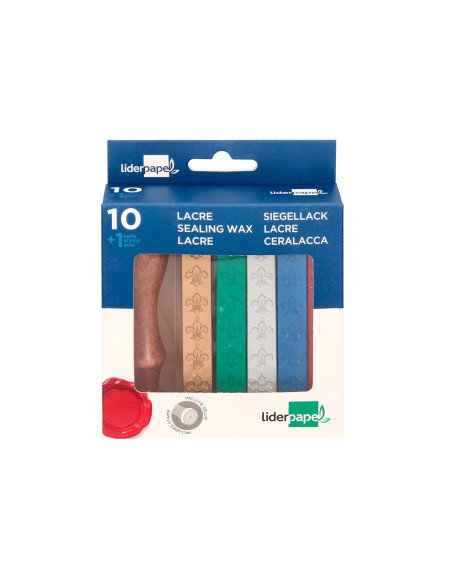 Lacre liderpapel con sello de carta juego de 10 barras colores surtidos