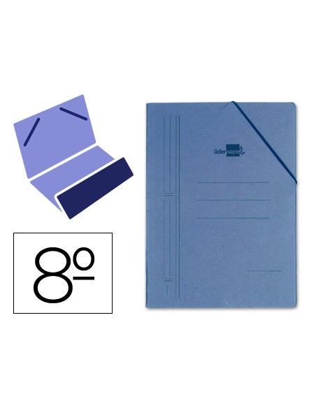 Carpeta liderpapel gomas octavo bolsa carton compacto azul