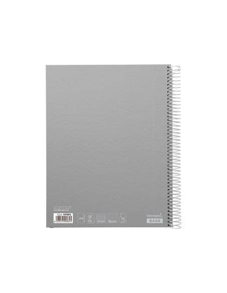 Cuaderno espiral liderpapel a4 micro jolly multidisciplina tapa forrada 140h 75gr 28h 5mm 112h hrtal