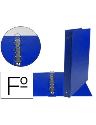 Carpeta liderpapel 4 anillas 25 mm redodas plastico folio color azul marino