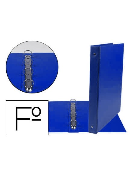 Carpeta liderpapel 4 anillas 25 mm redodas plastico folio color azul marino