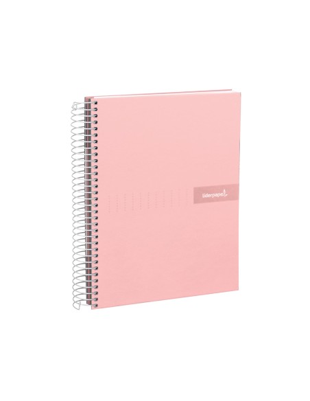 Cuaderno espiral liderpapel a4 micro crafty tapa forrada 120h 90 gr cuadro 5 mm 5 bandas 4 colores color rosa