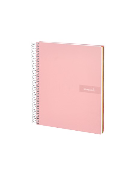 Cuaderno espiral liderpapel a4 micro crafty tapa forrada 120h 90 gr cuadro 5 mm 5 bandas 4 colores color rosa