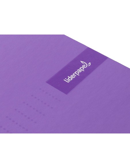 Cuaderno espiral liderpapel a4 micro crafty tapa forrada 120h 90gr cuadro 5mm 5 bandas 4 taladros color violeta