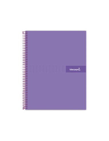 Cuaderno espiral liderpapel a4 micro crafty tapa forrada 120h 90gr cuadro 5mm 5 bandas 4 taladros color violeta