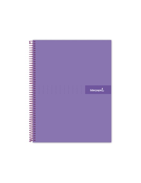 Cuaderno espiral liderpapel a4 micro crafty tapa forrada 120h 90gr cuadro 5mm 5 bandas 4 taladros color violeta