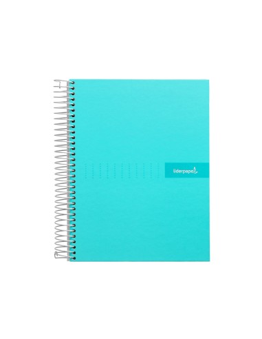 Cuaderno espiral liderpapel a4 micro crafty tapa forrada 120h 90gr cuadro 5mm 5 bandas 4 taladros color turquesa