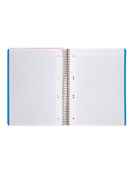 Cuaderno espiral liderpapel a5 micro wonder tapa plastico 120h 90g cuadro 5mm 5 bandas 6 taladros color rojo