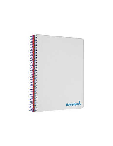 Cuaderno espiral liderpapel a5 micro wonder tapa plastico 120h 90g cuadro 5mm 5 bandas 6 taladros color gris