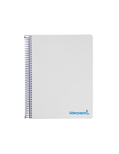 Cuaderno espiral liderpapel a5 micro wonder tapa plastico 120h 90g cuadro 5mm 5 bandas 6 taladros color gris