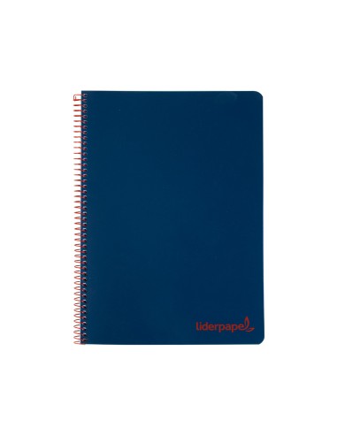Cuaderno espiral liderpapel a5 micro wonder tapa plastico 120h 90g cuadro 5mm 5 bandas 6 taladros color azul marino