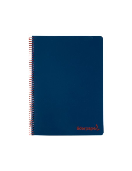 Cuaderno espiral liderpapel a5 micro wonder tapa plastico 120h 90g cuadro 5mm 5 bandas 6 taladros color azul marino