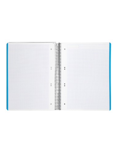 Cuaderno espiral liderpapel a5 micro wonder tapa plastico 120h 90g cuadro 5mm 5 bandas 6 taladros color negro