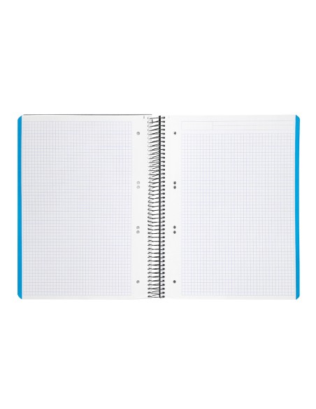 Cuaderno espiral liderpapel a5 micro wonder tapa plastico 120h 90g cuadro 5mm 5 bandas 6 taladros color negro