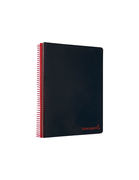 Cuaderno espiral liderpapel a5 micro wonder tapa plastico 120h 90g cuadro 5mm 5 bandas 6 taladros color negro