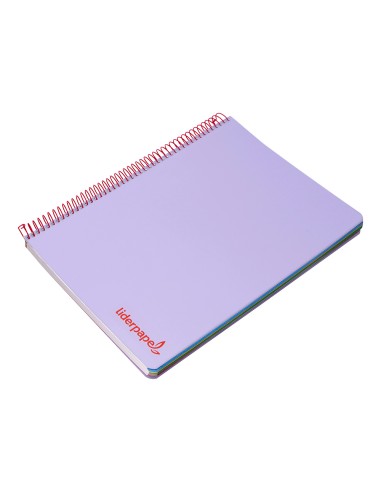 Cuaderno espiral liderpapel a5 micro wonder tapa plastico 120h 90g cuadro 5mm 5 bandas 6 taladros color violeta