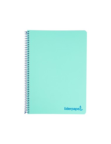 Cuaderno espiral liderpapel a5 micro wonder tapa plastico 120h 90g cuadro 5mm 5 bandas 6 taladros color verde